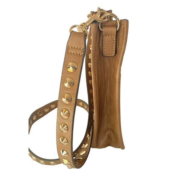 Steve Madden Vegan Leather Crossbody Bag Wylie Studded Studs Camel Tan Brown - Picture 6 of 9